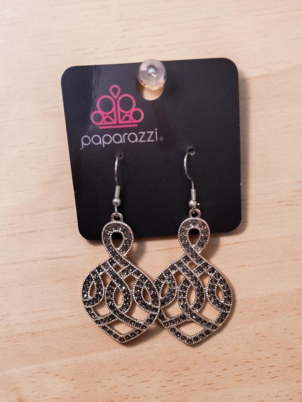 10 / $10 Paparazzi Silver-Tone Filigree Dangle Earrings with Black Accents